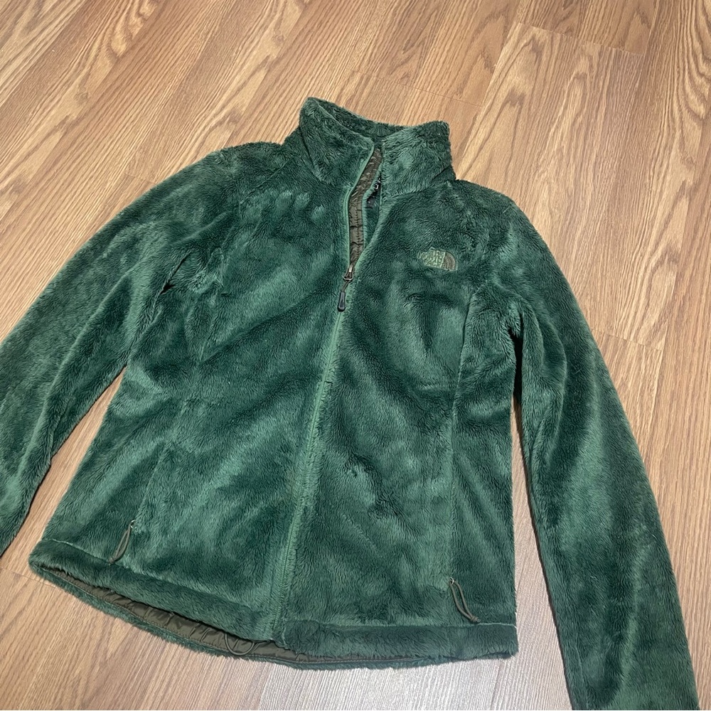 The North Face Fleece Jacket Womens small green Full Zip Sherpa Pockets